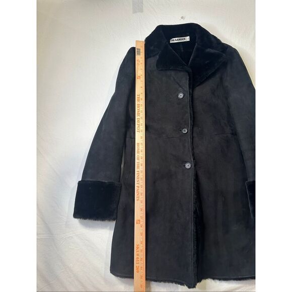 Jil Sander Authentic Women’s Black Lamb Leather Moulton Coat Made in Italy - Picture 7 of 16